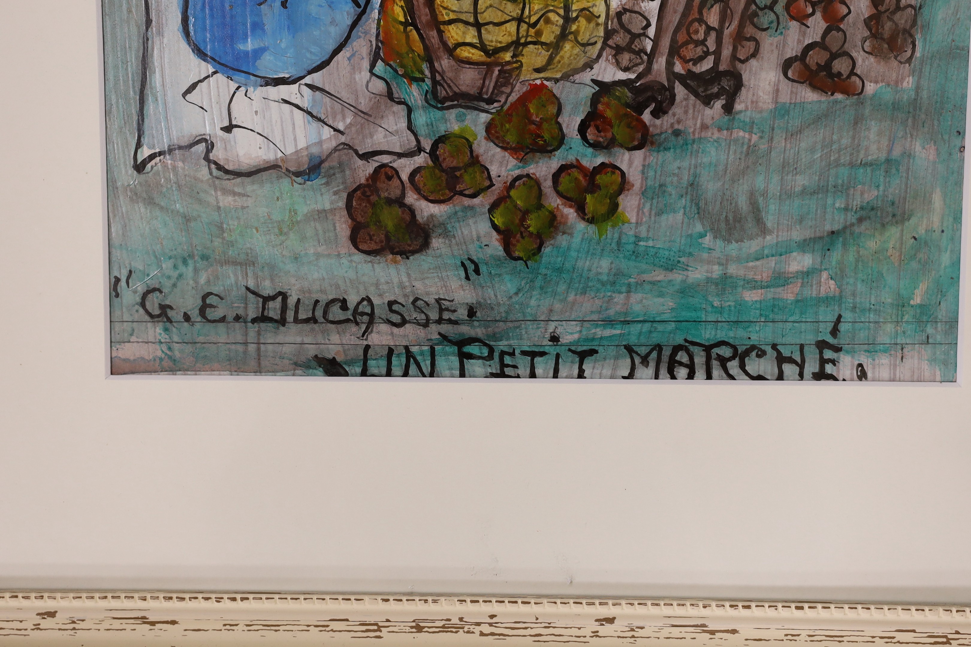 Gervais Emmanuel Ducasse (Haitian, 1903-1988) , ink and watercolour on board, 'Un petit marché', 35 x 26cm